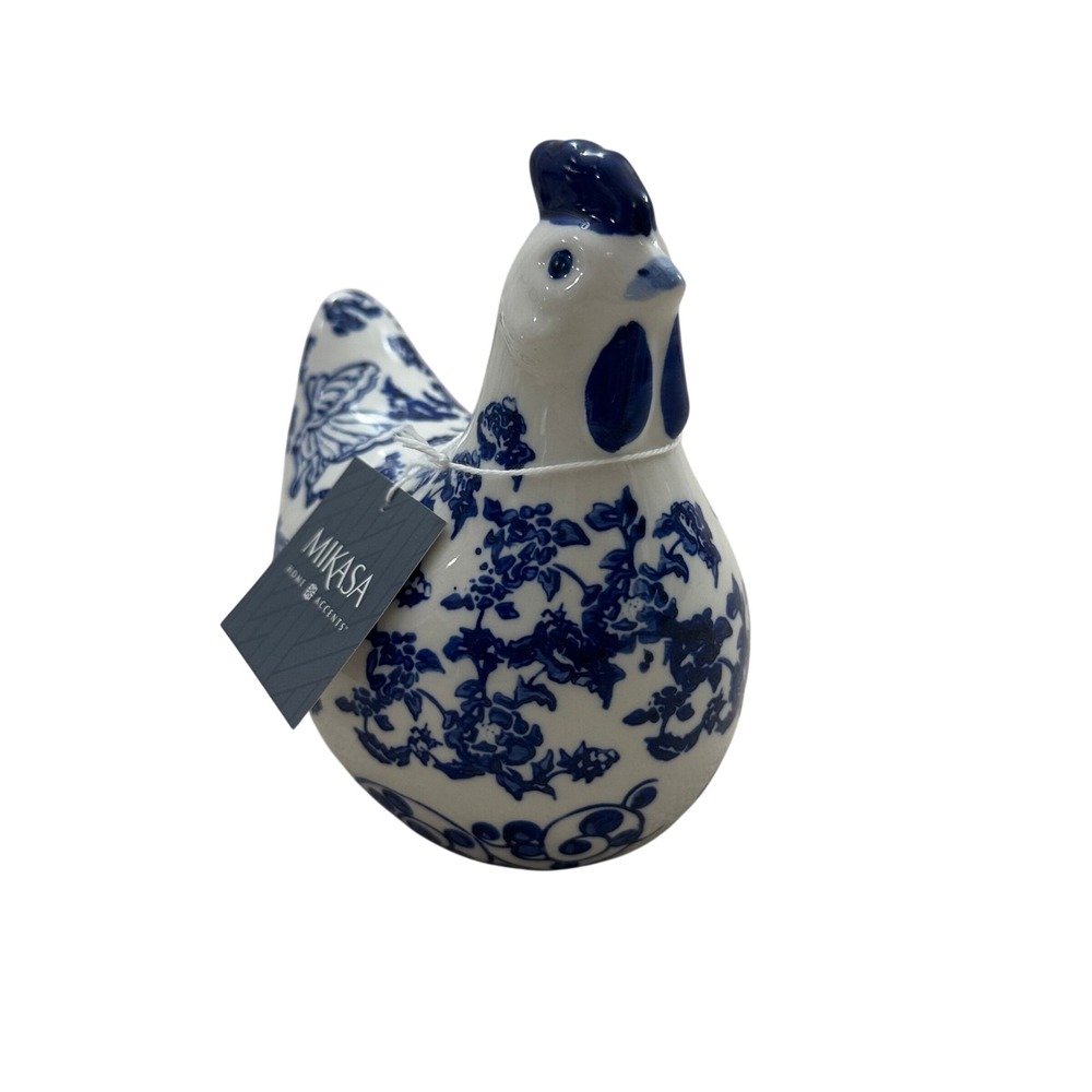 Mikasa Home Accents Blue White Ceramic Hen Chicken Figurine Chinoiserie 6 inch
